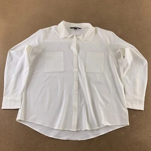 Mercer+Mettle Women's 2XL Ivory AVW Embroidered Stretch Crepe Long Sleeve Blouse - Picture 1 of 8