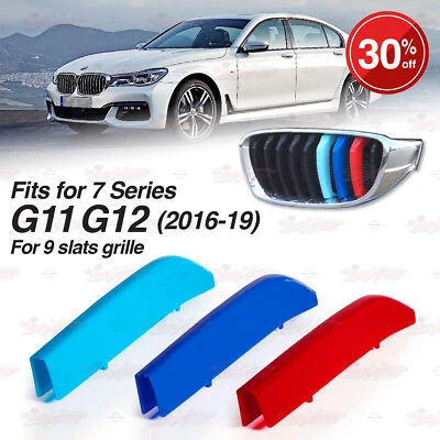 Para BMW Serie 7 G11 G12 2016-19 Rejilla de riñón M Sport Color Cubierta Clips a rayas Foto 1 de 4