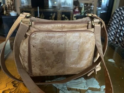 Bolsa de ombro Cabin Creek couro artificial cor floral natural bronzeado ocidental boho - Imagem 1 de 4