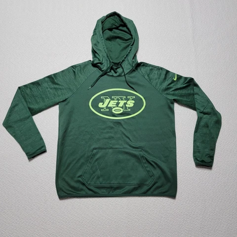 New York Jets Sweater Mens Nike Large Green  NFL Football Hoodie Sweatshirt Cover