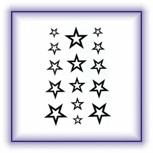 Einmal Tattoo Haut Körper Schmuck Sterne Outline schwarz Neu - Bild 1 von 1