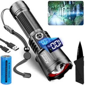 Super Bright Rechargeable LED Flashlight Tactical Zoom 30W Torch Lamp/Card Knife - Bild 1 von 18
