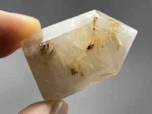 Natural Golden Rutilated Quartz 12.8g Polished TOWER crystal Etheric healing L6 - Picture 1 of 12