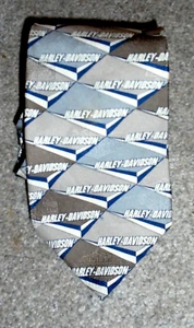 Harley Davidson Motorcycle Logo Tile Pattern Neck Tie Vintage 2001 Ralph Marlin - Picture 1 of 6