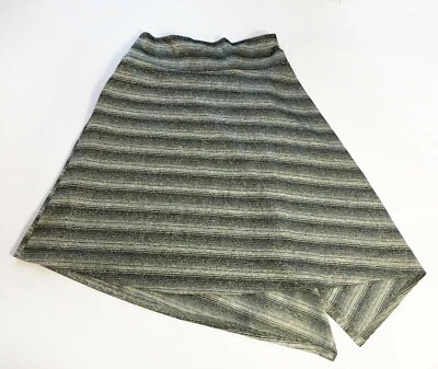 Wet Seal Black & Silver Striped Glittery Asymmetrical Skirt - Size Small - (#74) - Image 1 of 4