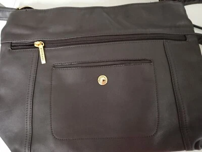 Bolso Bandolera Stone & Co Cuero Marrón 1 Cremallera y 1 Compartimento a Presión 13x9x3.5" Foto 1 de 4