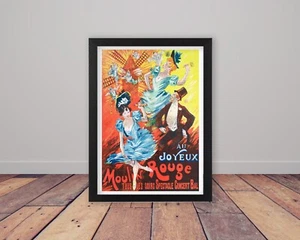 Framed Moulin Rouge Au Joyeux Vintage French Cabaret Art Nouveau Poster Print - Picture 1 of 14