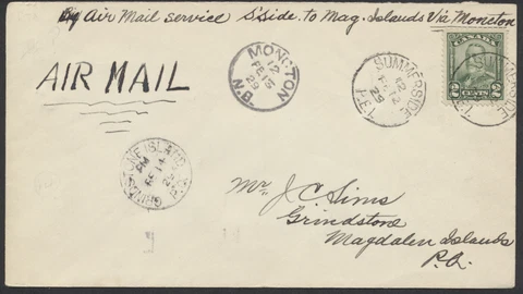 1929 Summerside PEI to Grindstone Island PQ via Moncton NB, Feb 12-14-21 Cover