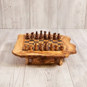 Scacchiera rustica con cassetti e scacchi legno di ulivo artigianale arredo casa - Picture 1 of 5