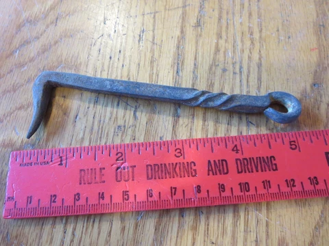 Vintage Twisted Wrought Iron Gate Door Latch Hook 5” Long arm part Cover