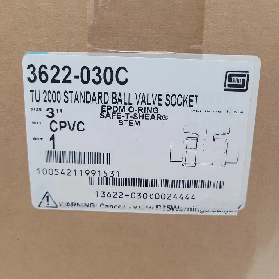 Spears 3622-030C 150psi 3" TU 2000 Standard Ball Valve Socket, New in Bad Box - Image 1 of 4