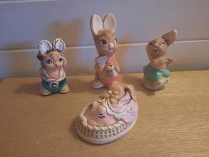 Pendelfin Rabbit Figurine X 4 Hand Painted Made England 8cm - Picture 1 of 8