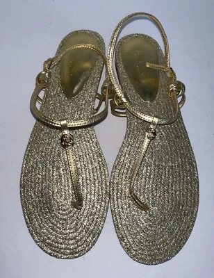 Sandalias Tanga RALPH LAUREN Doradas "Makayla" Correa en T Nuevas Talla 9.5 Foto 1 de 4