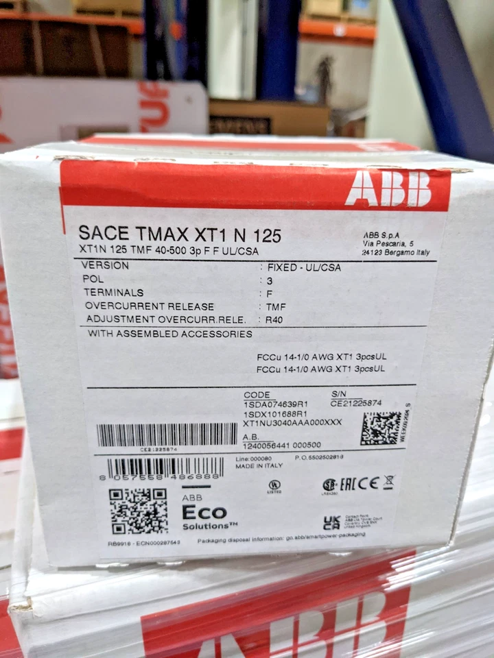 ABB Circuit Breaker 600V 40A 3P XT1NU3040AAA000XXX - Image 1 of 1