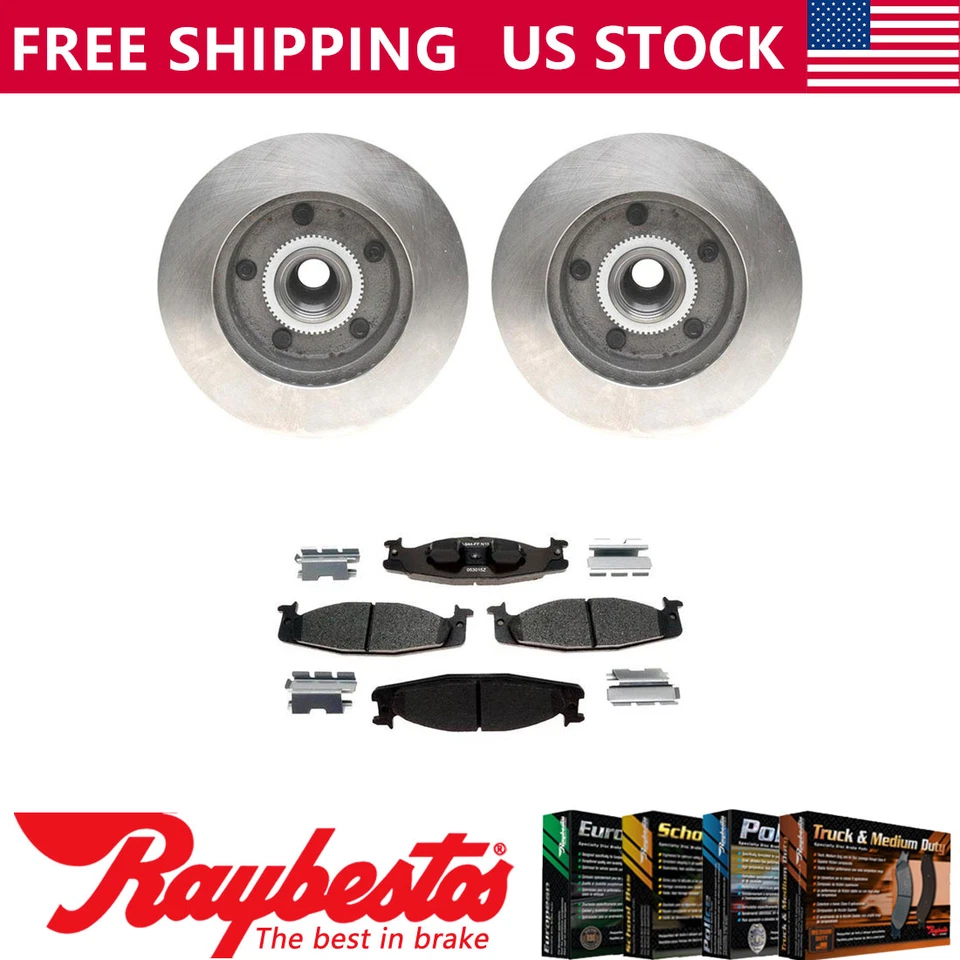 Front Kit Brake Rotor and Hub & Metallic Brake Pads For 1996-2002 Ford E-150 - Image 1 of 4