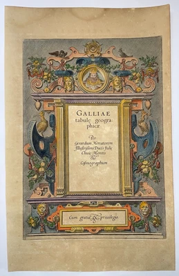 GERARD MERCATOR GALLIAE c. 1619 GRAN FRONTISPICIO ANTIGUO PORTADA Foto 1 de 4