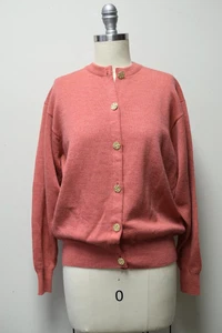 VTG NOS BURBERRYS Size 40 Ballantyne Merino Wool Cardigan Sweater Sunset Orange - Picture 1 of 5