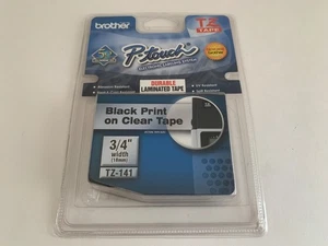 Brother P-Touch TZ-141 Genuine Black Ink on 3/4" Clear Tape Indoor Outdoor New - Picture 1 of 3