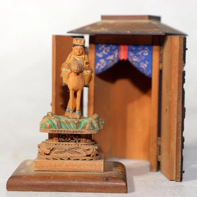 Antigua estatua japonesa de madera Bato Kannon Bodhisattva santuario budista WB203 Foto 1 de 4