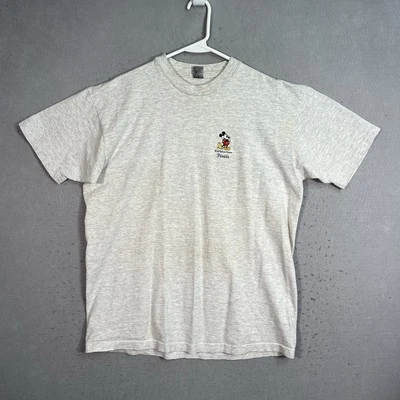 Винтажная футболка 90-х Walt Disney World Florida Mickey Mouse для взрослых большая серая мужская - Изображение 1 из 4