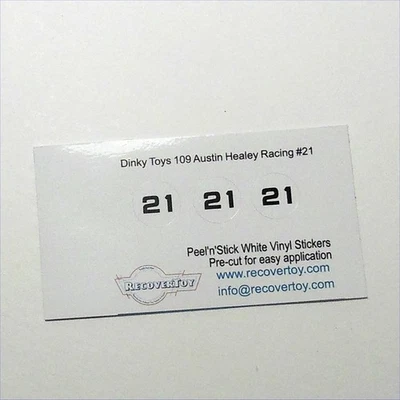 Dinky Toys 109 Austin Healey 100 Sports Yellow Racing RN#21 Stickers - Image 1 of 3