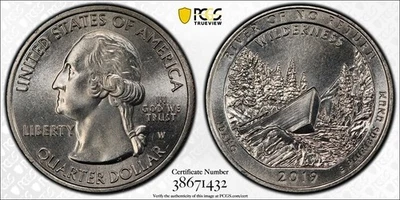 2019-W EARLY FIND RIVER OF NO RETURN NP QUARTER MS65 PCGS - GOLD SHIELD LABEL - Image 1 of 2