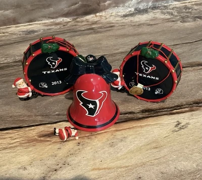 NFL Houston Texans Ceramic Drum And Bell Christmas Ornaments - Image 1 of 4