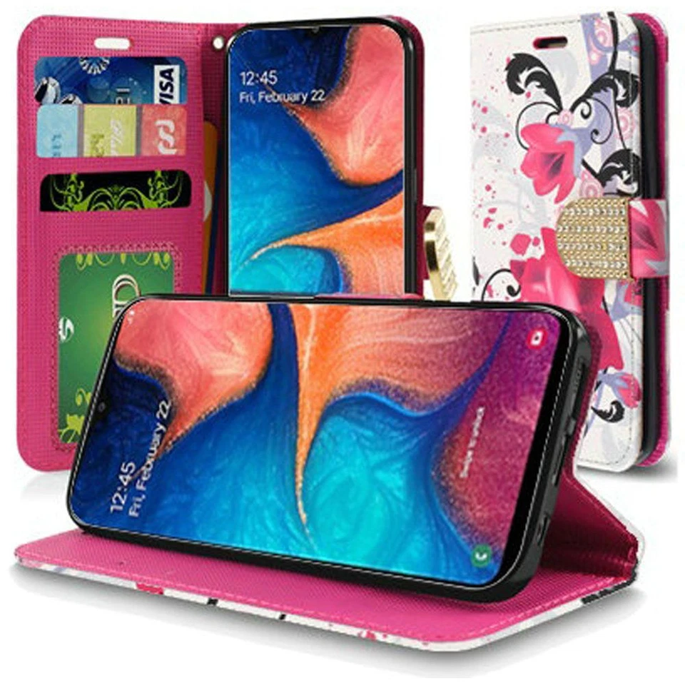GSA Elegant Lily Flip Wallet Case for Samsung Galaxy A20/A50 - Pink/White - Image 1 of 1