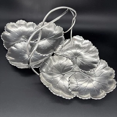 Plato de caramelo de plata esterlina Reed & Barton de 1930 motivo de hoja con mango 103 Foto 1 de 4