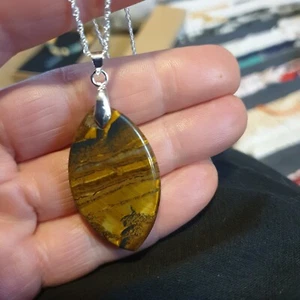 TIGER EYE PENDANT/Necklace, 926 Silver 18",courage Strength Chakra Jewellery - Picture 1 of 13