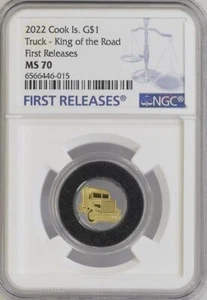 Truck King of the Road 2022 Palau 0.5g Gold First Releases G$1 NGC 70 - Picture 1 of 5