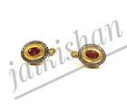 Natural Ruby Gemstone 925 Sterling Silver Pave Diamond Stud Russian Lock Earring