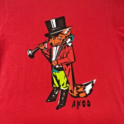 Camiseta AKOO Manga Corta CREW TEE Zorro Rojo en Sombrero Donk Master Talla S Nueva con Etiquetas Foto 1 de 4