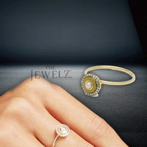 14K Gold VS/F-G Diamond And Freshwater Pearl Ring Size -3 to 8 US- The Jewelz - Picture 1 of 6