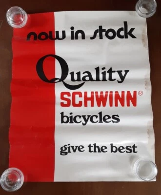 Cartel publicitario de bicicleta Schwinn vintage arte de pared original raro anuncio de tienda Foto 1 de 4