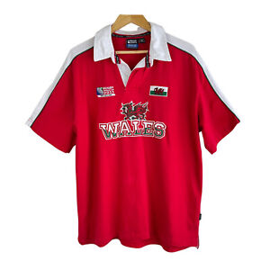 Rugby World Cup Wales 2011 Size XL Red & White Embroidered Short Sleeve Jersey