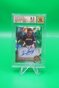 2022 Bowman Chrome Prospect Auto Green Atomic Ref /99 Rosman Verdugo BGS 9.5 GS1