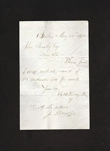 1872 letter signed by Benjamin Barstow Torrey, railroad treasurer * John Bayley - Picture 1 of 1
