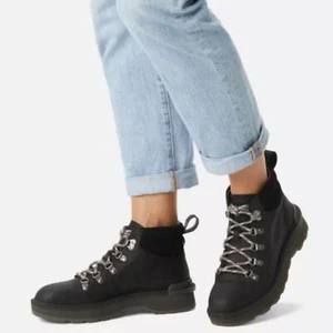 Sorel Women's Hi-Line Hiker LaceUp Waterproof Boots in Jet Black Sz. 8 MSRP:$110 - Picture 1 of 12