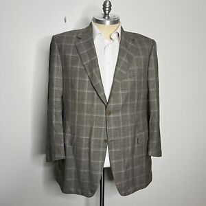 Canali Blazer Mens Brown Check 100% Wool 50L (60 it) Big & Tall