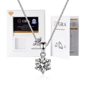 Round 6.5mm 1ct Moissanite Solitaire Pendant Necklace for Women sealed GRA boxed - Picture 1 of 4