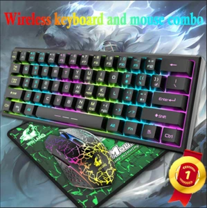 Gaming Wireless RGB beleuchtete Tastatur & Maus Combo 2400dpi für PC Laptop - Bild 1 von 30