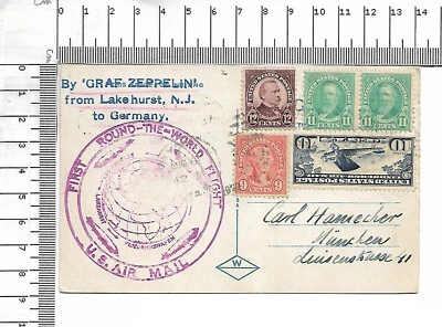 First Round The World Flight Graf Zeppelin Lakehurst NY - Germany München; 62329 - Bild 1 von 2