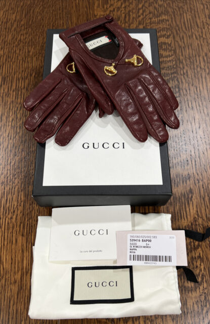 GUCCI women's gloves NWT Leather Gold size 6,5