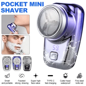 Mini-shave Portable Electric Shaver for Men Razor USB Rechargeable Home Travel - Picture 1 of 13