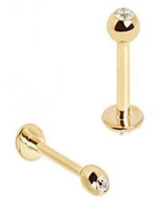 Lip Monroe Stud calibre 16 5/16" transparente 3 mm gema bola oro IP - Imagen 1 de 3