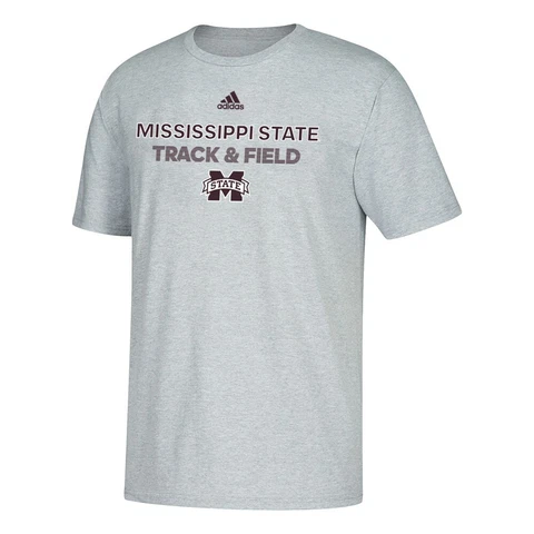 Mississippi State Bulldogs NCAA Sideline Rush "Track & Field" Men's Grey T-Shirt Cover