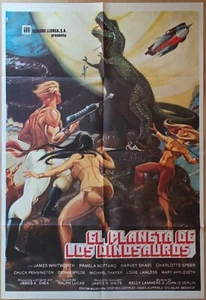 Planet of Dinosaurs ORIGINAL Spanish '79 POSTER sexy sci-fi artwork by Ken Hoff! - Picture 1 of 3
