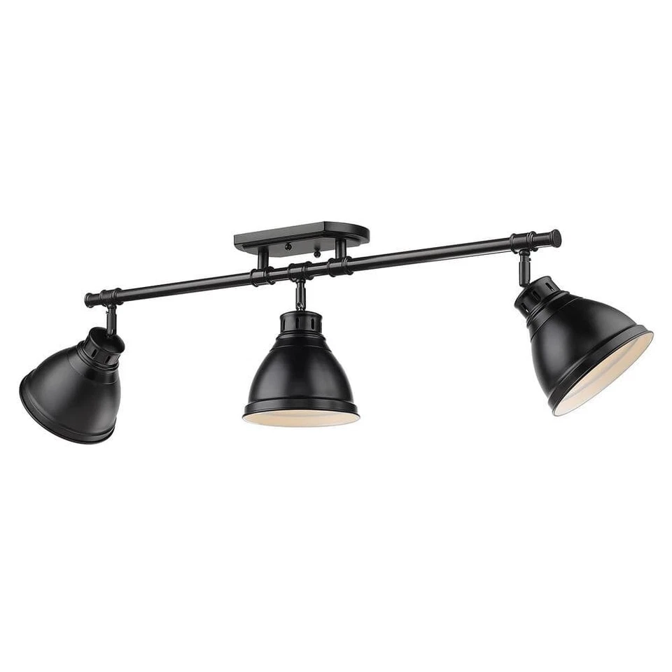 Duncan 3-Light Black Semi-Flush Mount with Matte Black Shade by Golden Lighting - Image 1 of 1