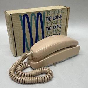 Vintage Pink Beige Trendline Trimline Rotary Dial Wall Phone Telephone ITT NOS - Picture 1 of 9